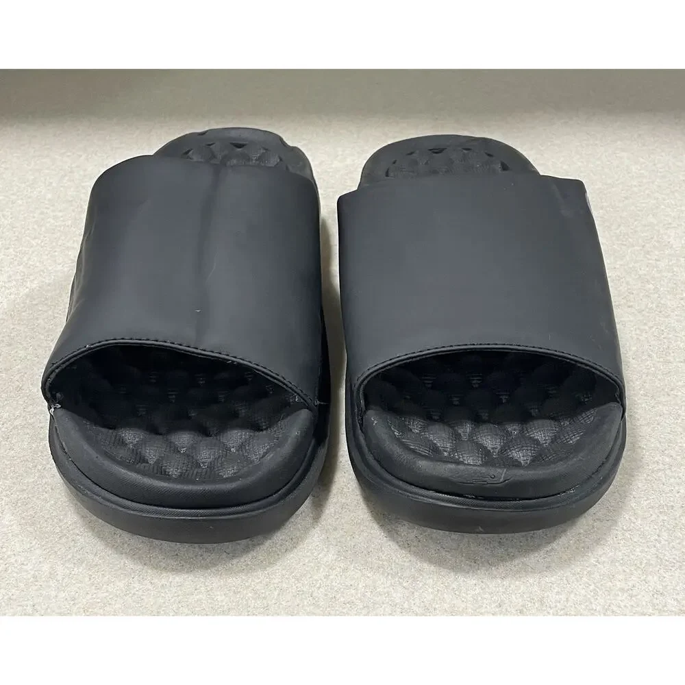 New- Islide NBA Golden State Warriors Logo Slide Sandals Black Unisex Size 12